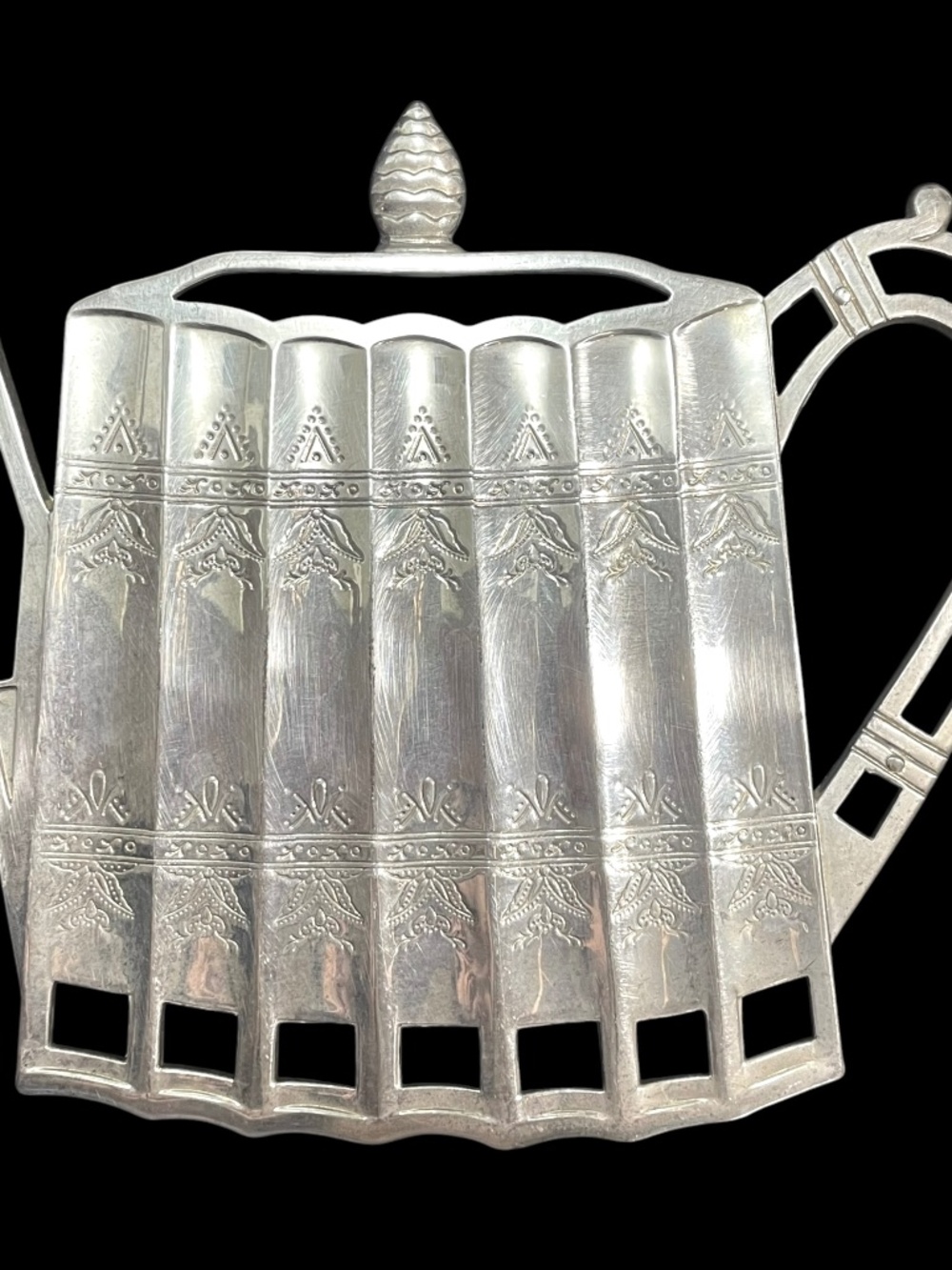 Vintage 1990s Godinger 1992 Silver-Plated Footed Trivet Teapot Shaped Wall Decor